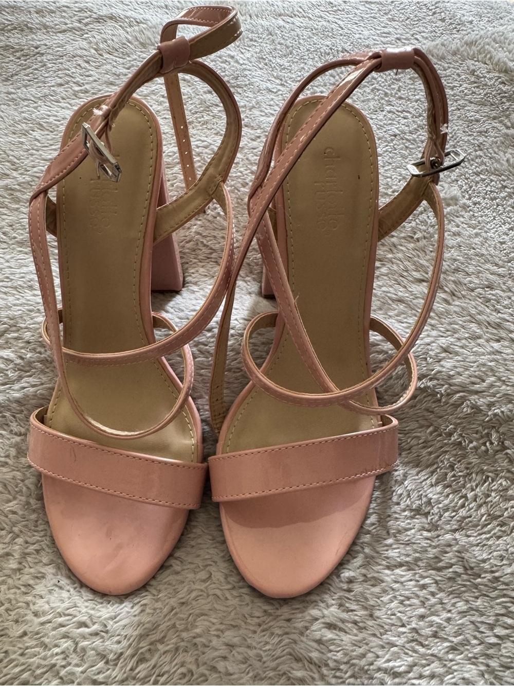 Charlotte Russe Pink Strappy Block Heel Sandals
